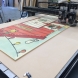 Printing the beach huts on plywood